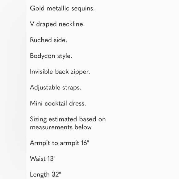 (A2) NEW Cosmopolitan x Dress The Population XOXO Gold Metallic Dress, Sz S,NWOT - Picture 13 of 13